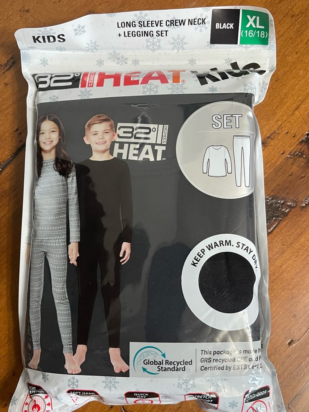 32 Degrees Kids Black Long Sleeve Crew Neck & Legging Set